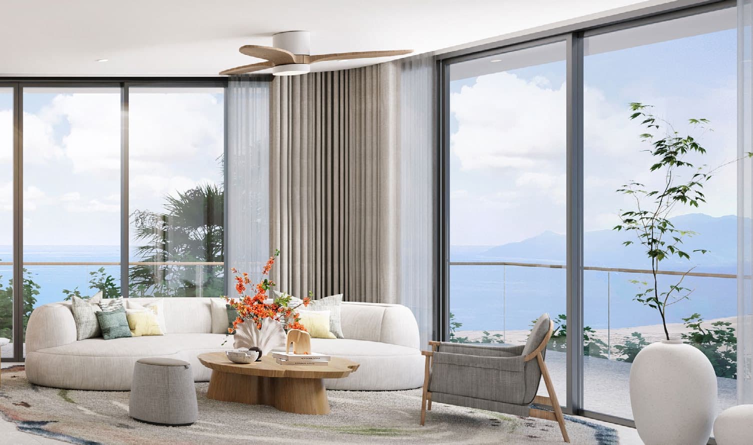 Living room with sea view