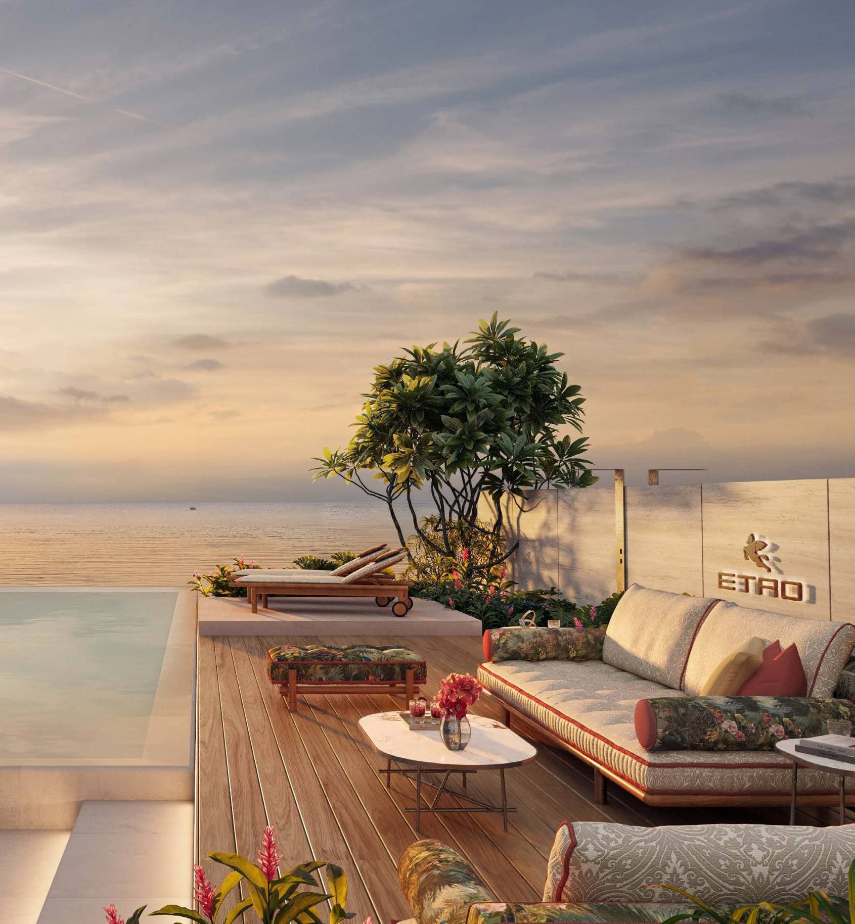 Rooftop terrace at sunset