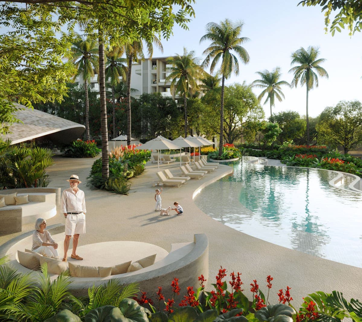 Beach-entry pool