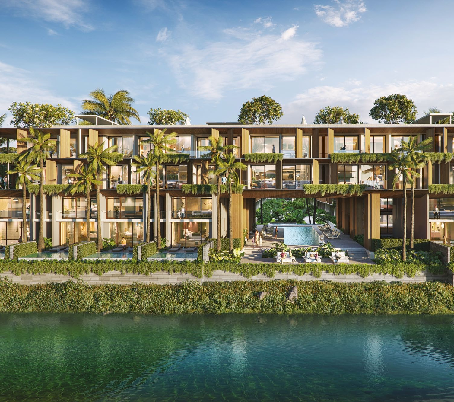 Duplexes facing the river